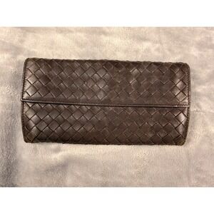 Bottega Veneta Intrecciato Brown Leather Continental Wallet
